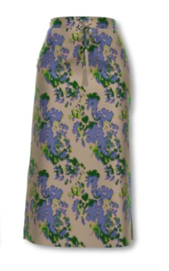 Юбка-миди с оптикой атласа в цветочный орнамент Comma