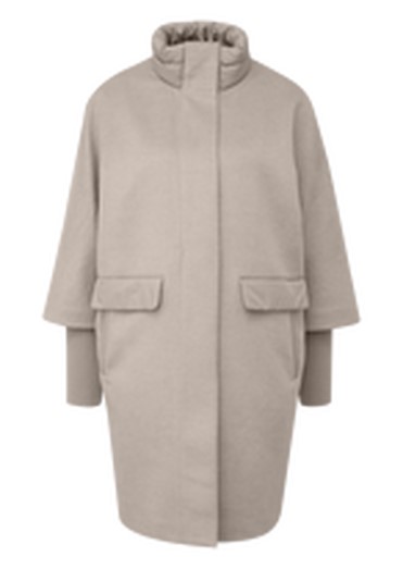 Полушерстяное пальто со стеганым воротником  Comma