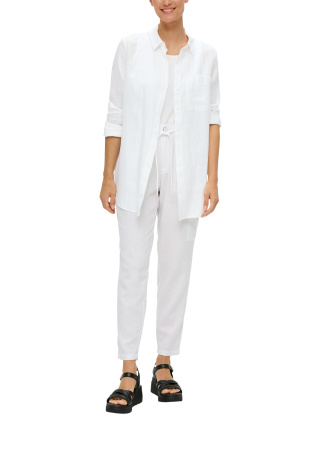 Длинная льняная блуза белого цвета S.Oliver