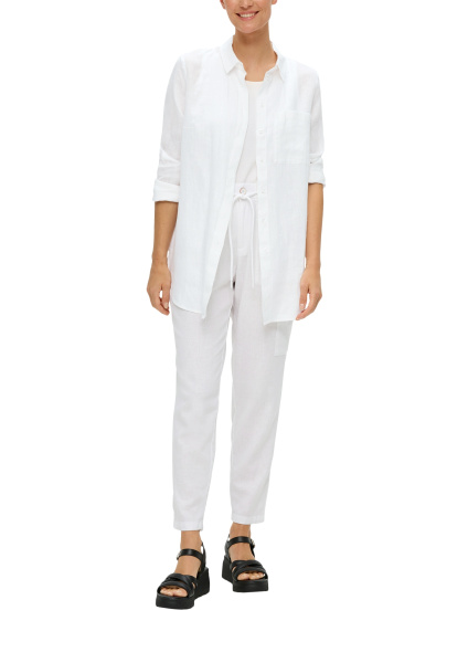 Длинная льняная блуза белого цвета S.Oliver