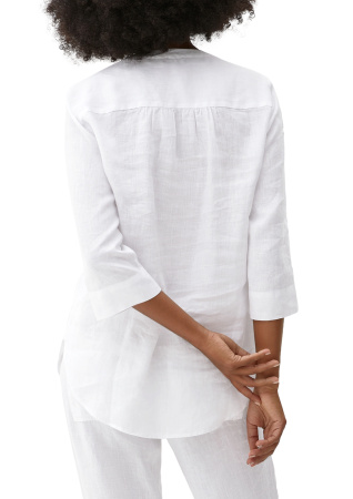 Белая льняная блузка с защипами S.Oliver