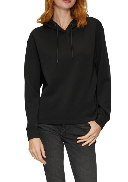 Чёрный свитшот с капюшоном из трикотажа скуба S.Oliver