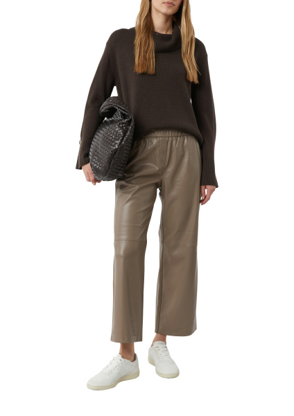 Брюки из искусственной кожи с поясом на резинке Comma 