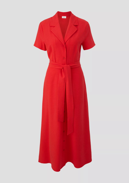 Красное платье на пуговицах с поясом S.Oliver