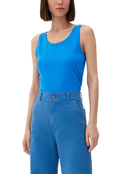 Базовый хлопковый топ синего цвета S.Oliver