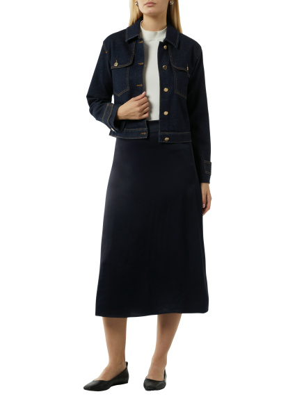 Сатиновая юбка-миди темно-синего Comma