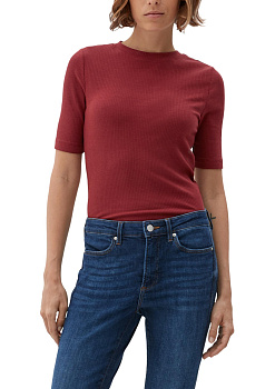 Бордовая футболка с ребристой структурой S.Oliver