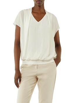 Шифоновая блуза с коротким рукавом с низом на резинке Comma