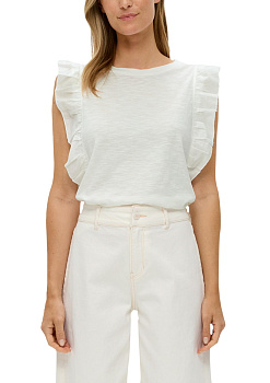 Футболка с оборками белого цвета S.Oliver