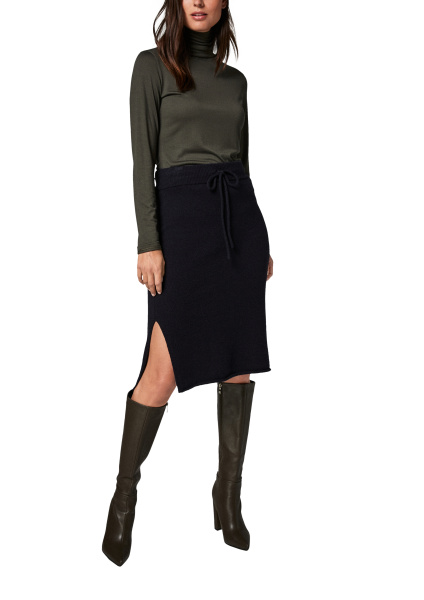 Трикотажная темно-синяя юбка с добавлением шерсти Comma