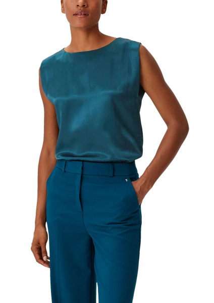 Блузка цвета петрол без рукава Comma