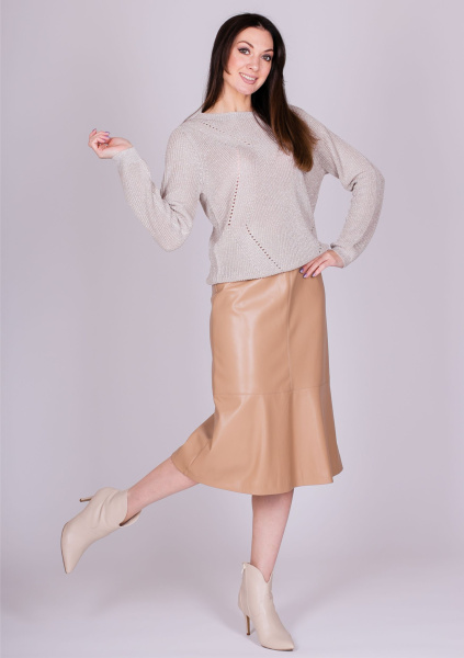 Юбка из эко-кожи песочного цвета Comma