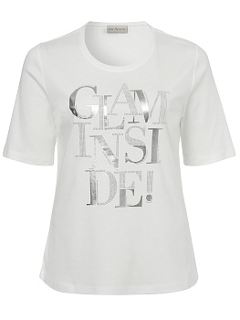 Белая хлопковая футболка с серебряным принтом Via Appia 