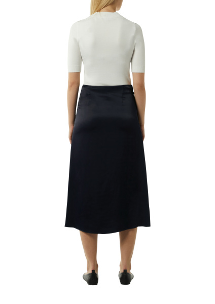 Сатиновая юбка-миди темно-синего Comma