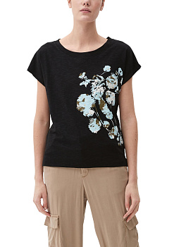 Футболка с флористическим принтом сбоку  S.Oliver