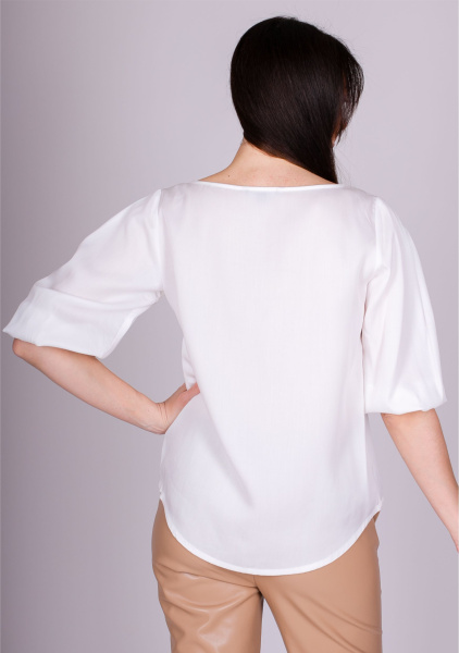 Белая блуза с рукавом на резинке Comma