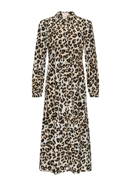 Длинное платье из вискозы с леопардовым узором и воланами S.Oliver