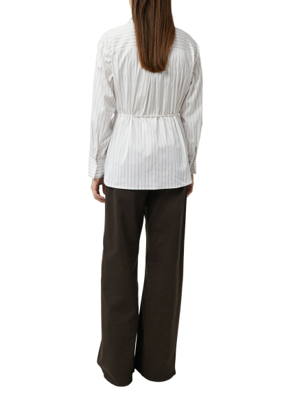 Удлиненная хлопковая блуза в бежевую полоску Comma