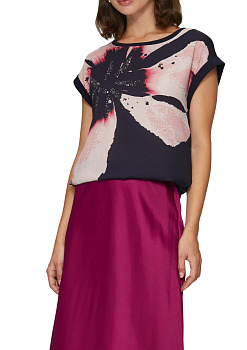 Блуза-футболка с коротким рукавом с акцентным цветком S.Oliver