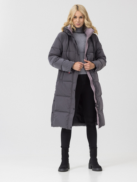 Удлиненный пуховик с контрастным воротником IZOLDA Avi