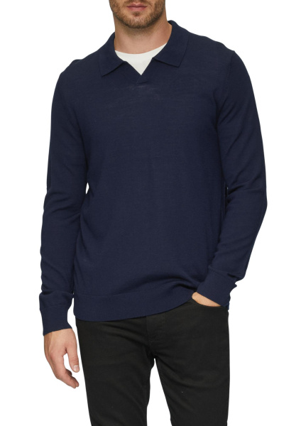 Джемпер с воротником поло из 100% шерсти S.Oliver