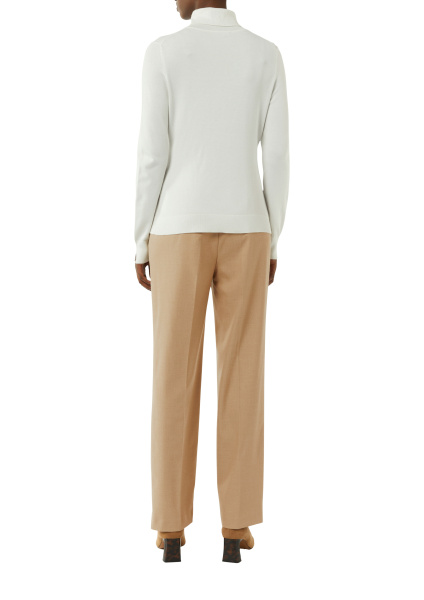 Прямые бежевые брюки из тонкой костюмной ткани Comma