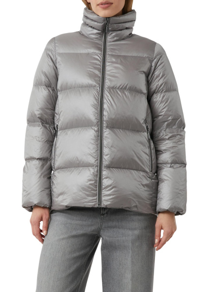 Мерцающий пуховик с воротником-стойкой серого цвета Comma
