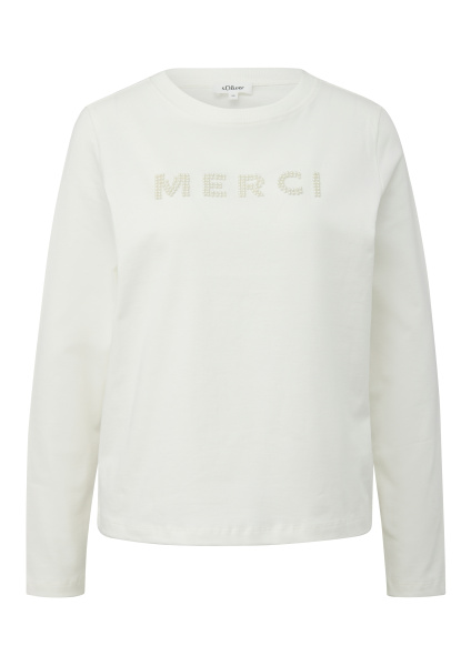 Хлопковый лонгслив с вышивкой бусинами S.Oliver