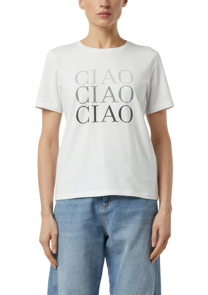 Футболка в с принтом и инкрустацией Comma