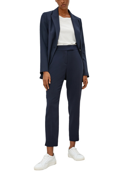 Темно-синие брюки-морковки из костюмной ткани S.Oliver