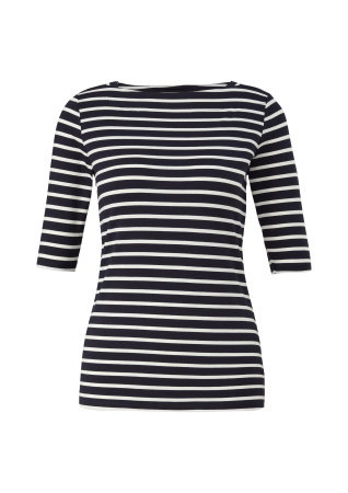 Полосатая темно-синяя футболка с рукавами средней длины Comma