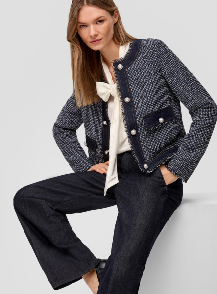 Жакет в стиле шанель с окантовкой из денима S.Oliver