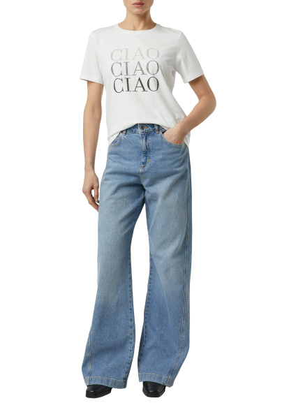 Футболка в с принтом и инкрустацией Comma