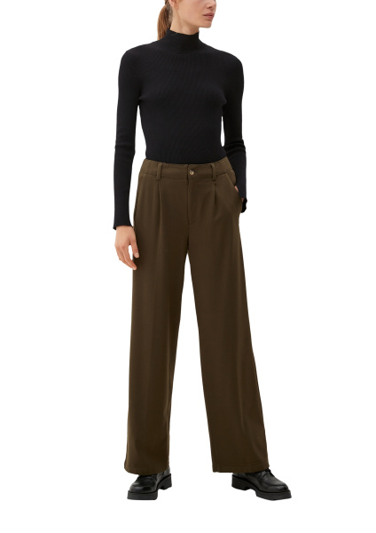 Широкие брюки из вискозы цвета хаки S.Oliver