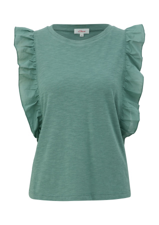 Футболка с оборками цвета петрол S.Oliver
