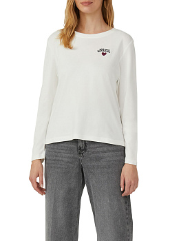 Хлопковый лонгслив с мини-вышивкой  S.Oliver