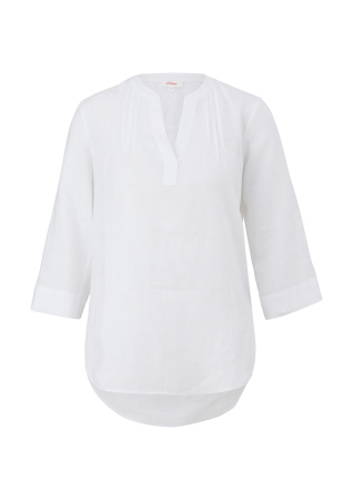 Белая льняная блузка с защипами S.Oliver