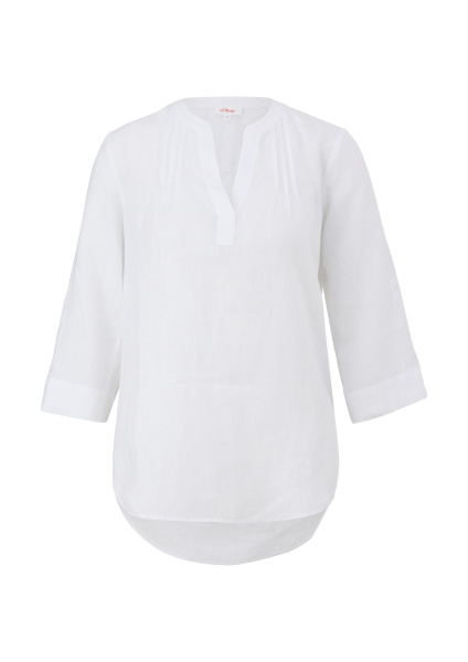 Белая льняная блузка с защипами S.Oliver