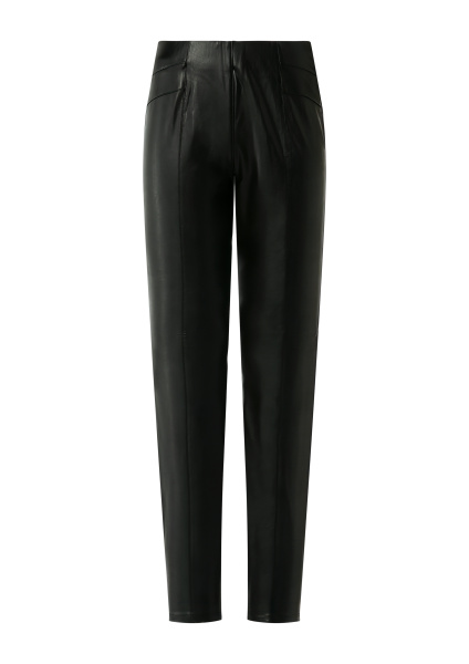 Узкие черные брюки из экокожи Comma