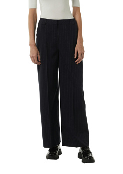 Темно-синие широкие брюки с полоской из люрекса Comma