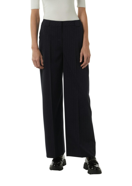 Темно-синие широкие брюки с полоской из люрекса Comma