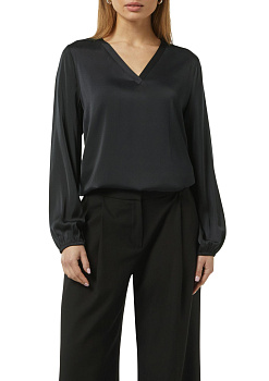 Атласная блузка с V-образным вырезом и эластичными манжетами Comma