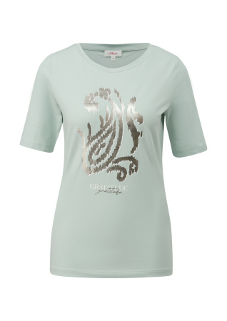 Хлопковая стрейчевая футболка с принтом S.Oliver