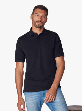 Рубашка-поло пике темно-синяя Casa Moda