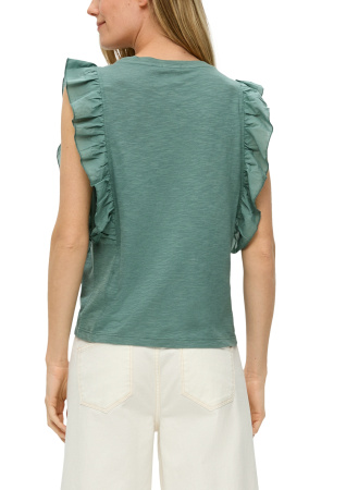 Футболка с оборками цвета петрол S.Oliver