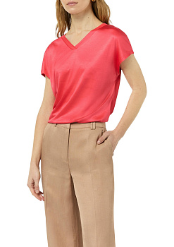 Коралловая футболка с V-вырезом Comma