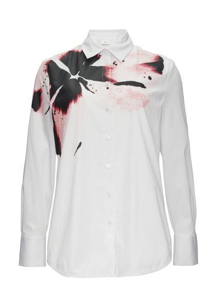 Белая блуза из хлопка с акцентным цветком S.Oliver