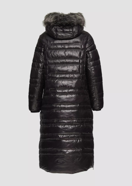 Приталенное стеганое пальто со съемным искусственным мехом S.Oliver