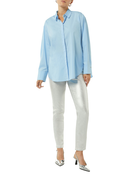 Блуза из хлопка голубого цвета Comma