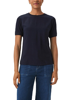 Футболка из вискозы с коротким рукавом темно-синяя CommaCi